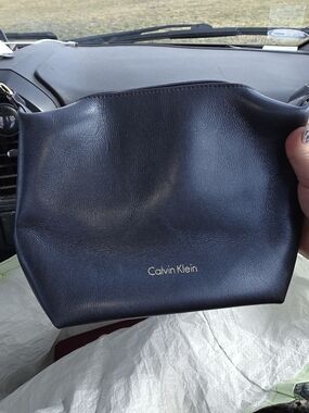 Calvin Klein Dark Blue Leather Travel Crossbody